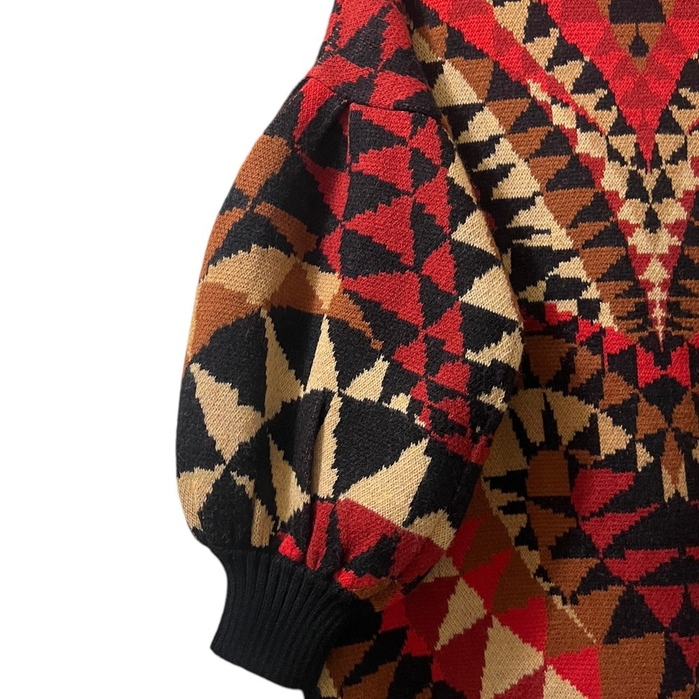 Farm Rio Cardigan Heart Art Deco Intarsia Maxi Knit Sweater Sz‎ S - Picture 9 of 11